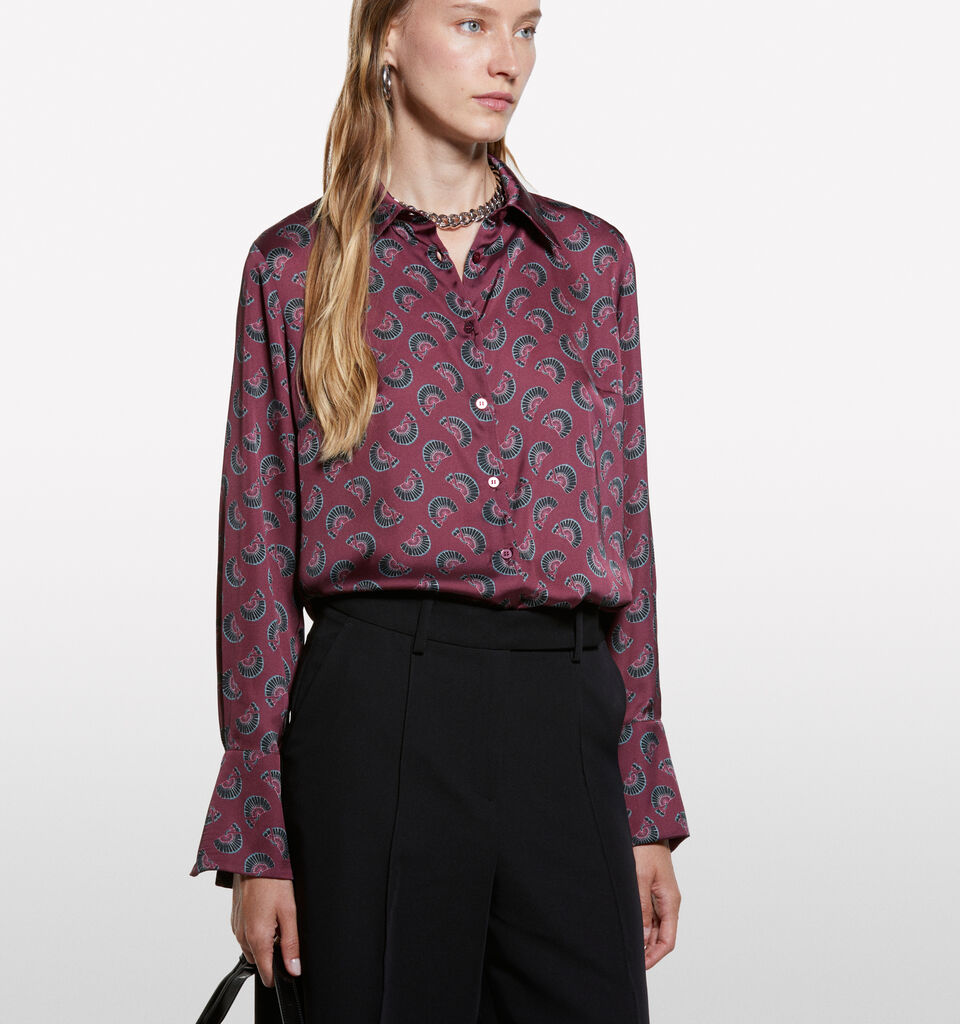 Blush shirt in printed satin - women's shirts - Blush | Sisley image number 3